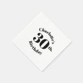 Birthday zwarte witte aangepaste naam moderne servet (Hoek)