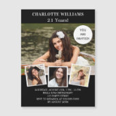 Birthday zwarte witte foto collage luxe magnetische uitnodiging (Voorkant)