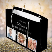Birthday zwarte witte foto naam groot cadeauzakje