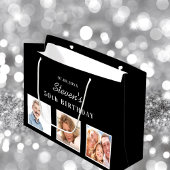 Birthday zwarte witte foto naam groot cadeauzakje