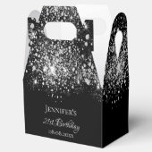 Birthday zwarte witte glitter monogram dank je bedankdoosjes (Geopend)