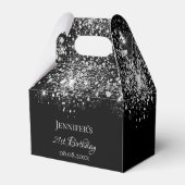 Birthday zwarte witte glitter monogram dank je bedankdoosjes (Voorkant Zijde)