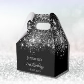 Birthday zwarte witte glitter monogram dank je bedankdoosjes