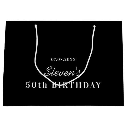 Birthday zwarte witte monogram moderne minimalisti groot cadeauzakje (Voorkant)
