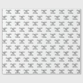 Birthday zwarte witte naammanuscriptminimalisator cadeaupapier (Vlak)