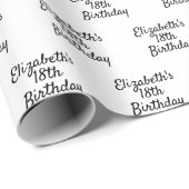 Birthday zwarte witte naammanuscriptminimalisator cadeaupapier (Rol Hoek)