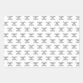 Birthday zwarte witte naammanuscriptminimalisator inpakpapier vel (Voorkant)