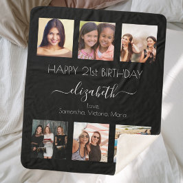 Birthday zwarte witte vrienden foto collage sherpa deken