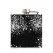 Birthday zwarte zilveren glitter fotocollage vrien heupfles (Achterkant)