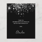 Birthday zwarte zilverglitter bedankt budget flyer (Achterkant)