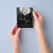 Birthday zwarte zilverglitter bedankt budget flyer (Hand)