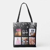 Birthday zwarte zilverglitter foto collage tote bag (Achterkant)