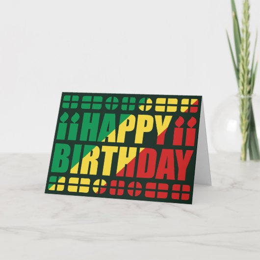 Birthdaykaart Congo-Brazzaville Kaart (Voorkant)