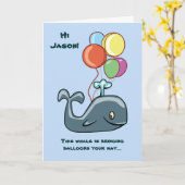 Birthdaykaart van het Kind voor walvissen en ballo Kaart (Gele Bloem)