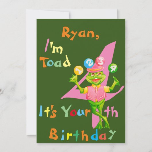 BirthdayPersonalizedGreetingkaart voor vier jaar. Bedankkaart (Voorkant)