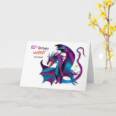 Birthdays 60th Fierce Dragon Shades Paarse Blues Kaart (Gele Bloem)
