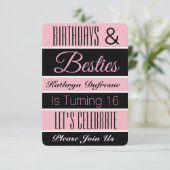 Birthdays & Besties Birthday Party Invitation Kaart (Staand voorkant)