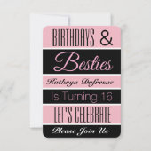 Birthdays & Besties Birthday Party Invitation Kaart (Voorkant)