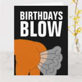 BIRTHDAYS BLOW FUNNY FART BIRTHDAY CARDS KAART (Gele Bloem)