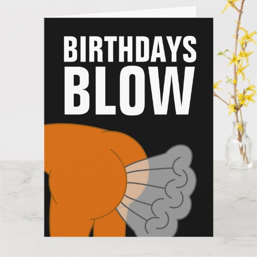 BIRTHDAYS BLOW FUNNY FART BIRTHDAY CARDS KAART (Gele Bloem)