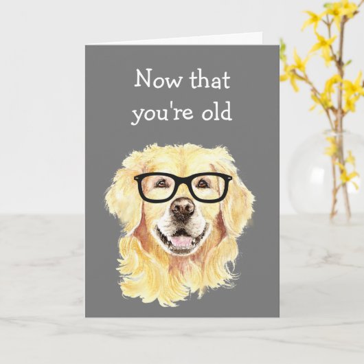 Birthdays Fun Old Age heeft Glasses Card Kaart (Gele Bloem)