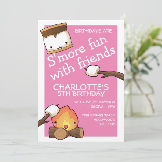 Birthdays is leuker voor vrienden marshmallow kaart (Staand voorkant)