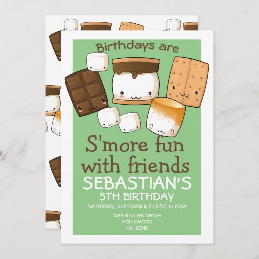 Birthdays is leuker voor vrienden marshmallow kaart (Voorkant / Achterkant)