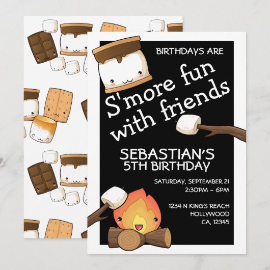 Birthdays is leuker voor vrienden marshmallow kaart (Voorkant / Achterkant)