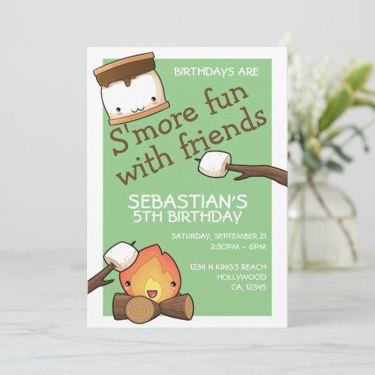 Birthdays is leuker voor vrienden marshmallow kaart (Staand voorkant)