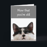 Birthdays more Doctors dan Friends Fun Old Timer Kaart<br><div class="desc">Nu je oud bent,  heb je meer dokters in je contacten dan familie en vrienden. Grappig over de heuvel met een leuke kat die naar je kijkt.</div>