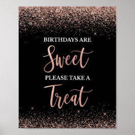 Birthdays zijn Sweet Roos Gold & Black Party Sign. Poster