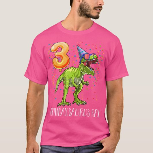 Birthdaysaurus Rex 3rd Birthday T Rex Dinosaur Shi T-shirt (Voorkant)