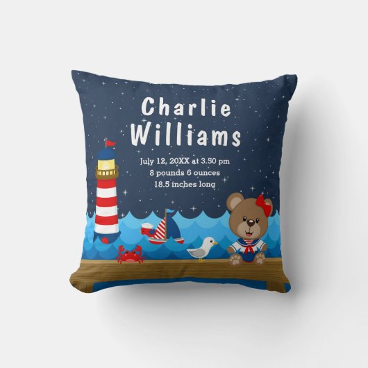 Birthestatistieken over het Beer van de Rode Zeema Kussen (Voorkant)