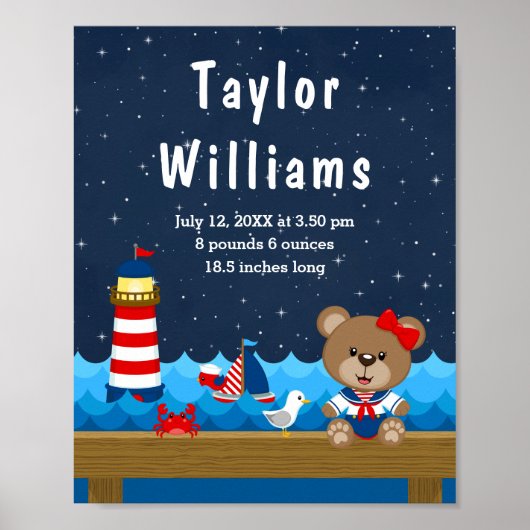 Birthestatistieken over het Beer van de Rode Zeema Poster (Voorkant)