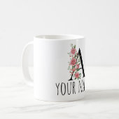 BirthFlower Monogram Letter  Name Mug Koffiemok (Voorkant links)