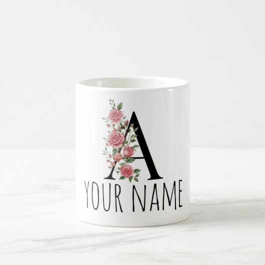 BirthFlower Monogram Letter  Name Mug Koffiemok (Center)