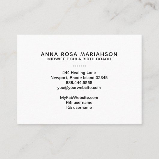 *~* Birthing Midwel Zwangerschap Doula Nanny Busin Visitekaartje (Achterkant)