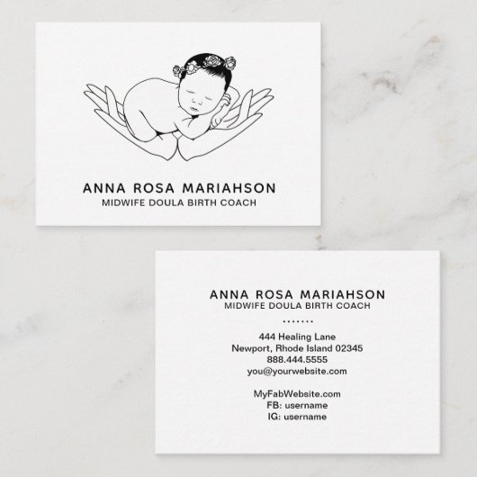 *~* Birthing Midwel Zwangerschap Doula Nanny Busin Visitekaartje (Voorkant / Achterkant)