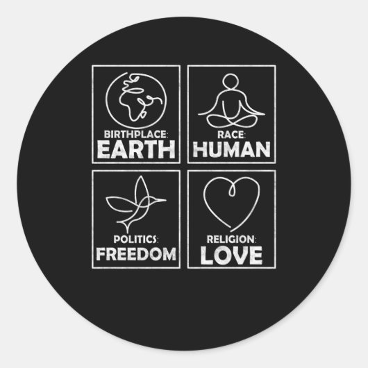 Birthplace Earth Race Human CoheLove Ronde Sticker (Voorkant)