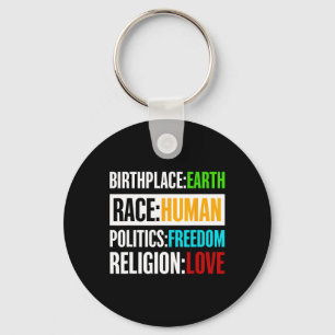Birthplace Earth Race Human Politics Freedom Love Sleutelhanger