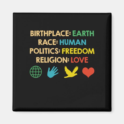 Birthplace Earth Race Human Politics Freedom Magneet (Voorkant)