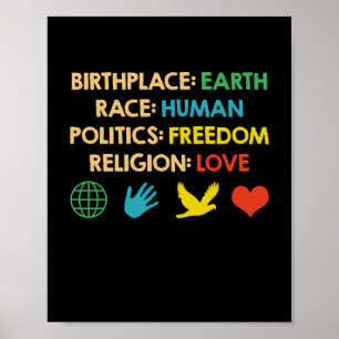 Birthplace Earth Race Human Politics Freedom Poster