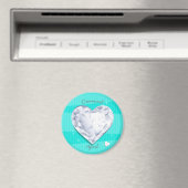 Birthstenen April Diamond cool blue Heart Magneet (Insitu (Vaatwasser))