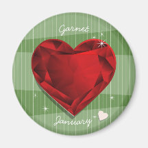 Birthstenen Januari Garnet Red Heart