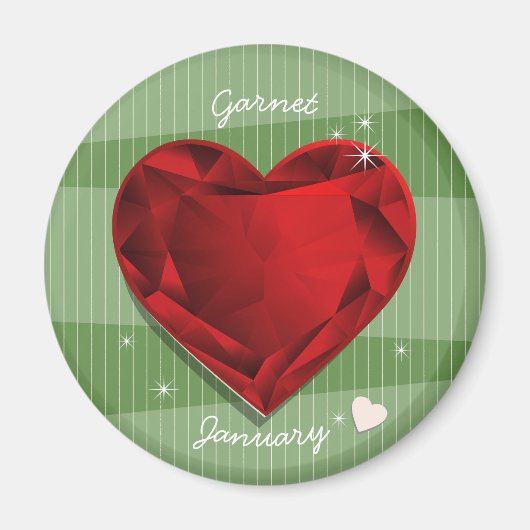 Birthstenen Januari Garnet Red Heart Magneet (Voorkant)