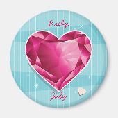Birthstenen Juli Ruby Red Heart Magneet (Voorkant)