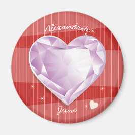 Birthstenen June Alexandriet Pink Paars Heart Magneet