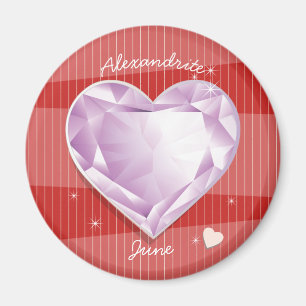 Birthstenen June Alexandriet Pink Paars Heart Magneet
