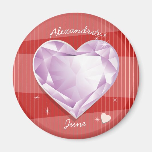Birthstenen June Alexandriet Pink Paars Heart Magneet (Voorkant)