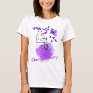 Birthstone, amethist, februari, Gepersonaliseerd, T-shirt